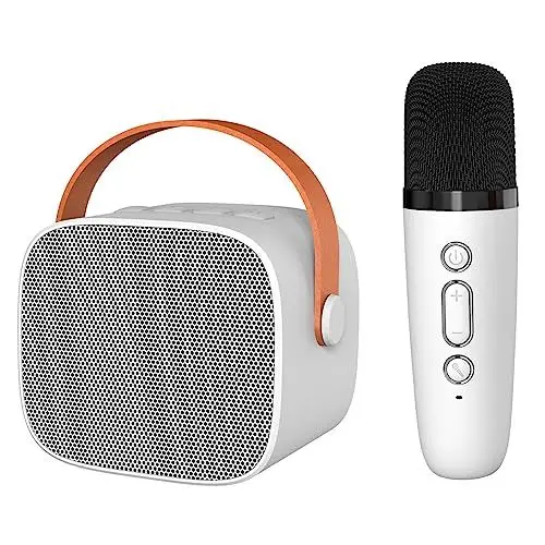 Produktbild: Karaoke-Maschine, Lautsprecher, Karaoke-Maschine mit Mikrofon, HiFi-Surround, Tragbarer -Lautsprecher für Zuhause Im Freien (Weiss)