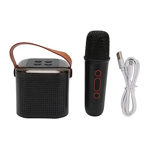 Produktbild: Karaoke-Maschine, Tragbare Karaoke-Maschine mit Mikrofon, Stereo-RGB-Licht, Tragbarer Bluetooth-Lautsprecher, Hochleistungs-Karaoke-Maschine, Mädchen, Jungen (Schwarz)