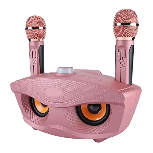 Produktbild: Karaoke-Maschine mit 2 Kabellosen Mikrofonen, Tragbares Bluetooth-Lautsprechersystem, AUX-Eingang, Speicherkarte, U-Disk, UKW-Radio, für Zuhause, Party, Draußen, Drinnen