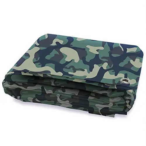 Produktbild: KARAT Camouflage Abdeckplane 100g/m² - Regenplane für Outdoor, Camping, Bauplane, Zeltunterlage, Holzabdeckplane, Gartenplane, Schutzplane, Gewebeplane mit Ösen (3 x 4 m)