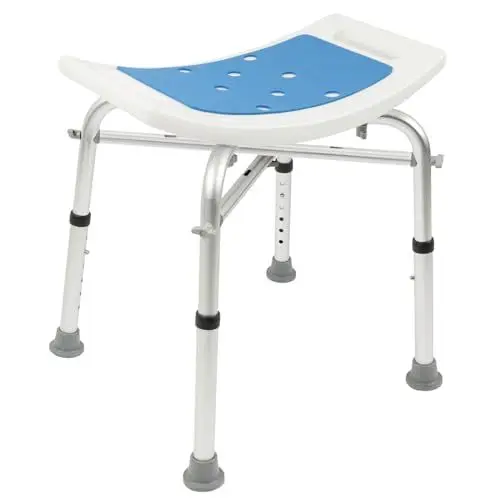Produktbild: KARAT Duschhocker - höhenverstellbarer Duschstuhl 38-53cm - belastbar bis 180kg - Duschsitz rutschfest & stabil - Badewannenhocker - Anti-Rutsch-Gummifüße Badsitz Badstuhl (mit Querverstrebungen)