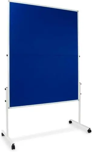 Produktbild: KARAT Filz Moderationstafel Metaplanwand mit feststellbaren Rollen | Filztafel Pinnwand | Moderationswand Doppelseitig nutzbar | Stabiler Metallrahmen (150 x 120 cm, Blau, Klappbar)