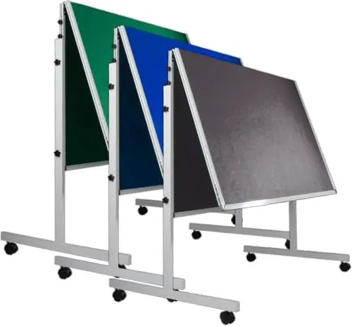 Produktbild: KARAT Filz Moderationstafel Metaplanwand mit feststellbaren Rollen | Filztafel Pinnwand | Moderationswand Doppelseitig nutzbar | Stabiler Metallrahmen (150 x 120 cm, Grau, Klappbar)