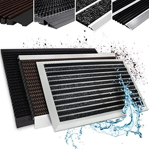 Produktbild: KARAT Fußabtreter für Innen & Außen - Fußmatte mit Hochleistungs-Bürsten - Eingangsmatte - Schmutzfangmatte Schuhabstreifer Türmatte (40 x 60 cm, Profi Brush - Beige)