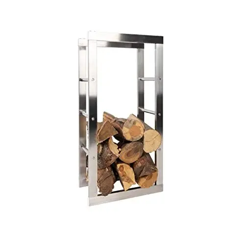 Produktbild: KARAT Kaminholzregal - Kaminholzständer für Innen & Außen - 80 x 25 x 40 cm - Brennholzregal Feuerholzregal Stapelhilfe - Chios 2201