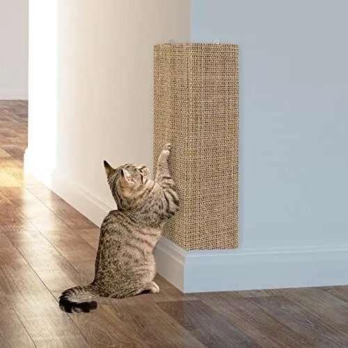 Produktbild: KARAT Kratzbrett für Katzen Zubehör - Sisal - Krallenpflege für Tiere - Kratzteppich für Zimmerecken, Sofa - Wandkratzbrett - Katzenkratzmatte - Kratzmatte - Eckkratzbrett (28 x 84 cm)