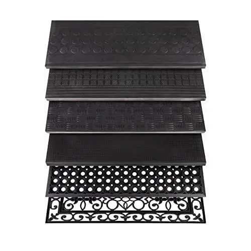 Produktbild: KARAT Stufenmatten aus Gummi - wetterfest & rutschhemmend - Gummistufenmatte für Außen - Treppenauflage - Antirutschmatte (25 x 75 cm, Octo Step)