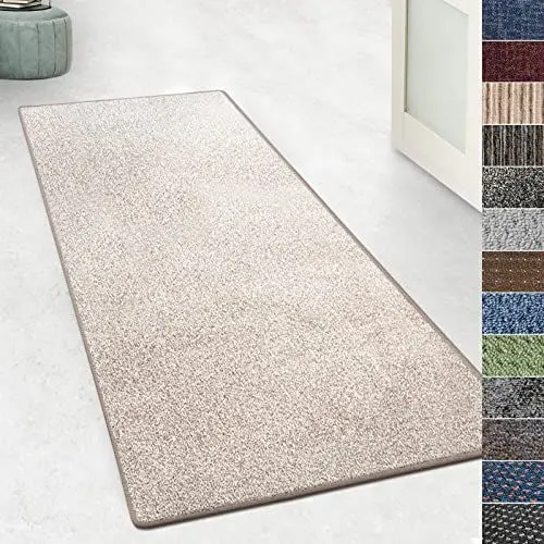 Produktbild: KARAT Teppich Läufer für Küche, Flur & Wohnraum - Teppichläufer auf Maß - Meterware - Flurteppich - Küchenläufer - Wohnzimmer Teppich (80 x 200 cm, Lyon - Beige)