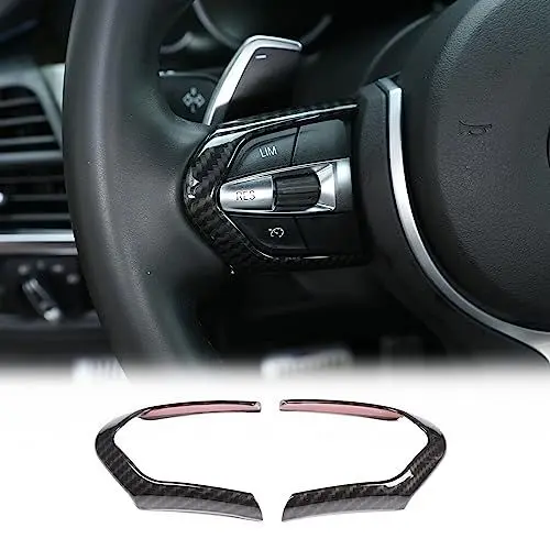 Produktbild: Karbonfaser-Verkleidung für M3, M4, M5, New 1, 3 Series, F20, F30, X5M, F15, Auto-ABS-Chrom-Lenkradknopf-Rahmen-Abdeckung.