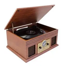 Produktbild: Karcher NO-036 Nostalgie Musikcenter aus Holz - Kompaktanlage mit Plattenspieler, CD-Player, Bluetooth, Kassettendeck, USB und Radio
