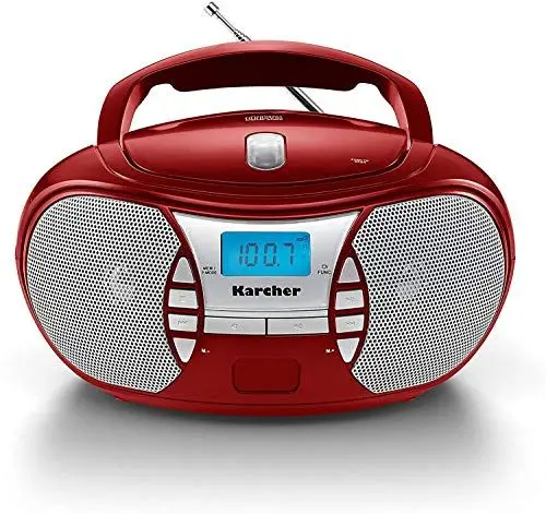 Produktbild: Karcher RR 5025-R tragbares CD Radio (CD-Player, Boomboxen, UKW Radio, Batterie/Netzbetrieb, AUX-In) rot