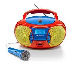 Produktbild: Karcher RR 5026 tragbares CD Radio - bunte Kinder-Boombox mit CD-Player, UKW Radio, USB & Mikrofon - Batterie/Netzbetrieb