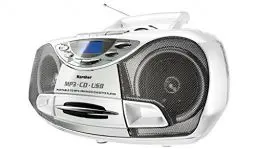 Produktbild: Karcher RR 510(N)-W - tragbares CD Radio (CD Player mit Kassette, FM Radio, Boombox, kleiner Kinder CD Spieler, MP3-Player, USB, Stereoanlage, Kompaktanlage, Batterie/Netzbetrieb)