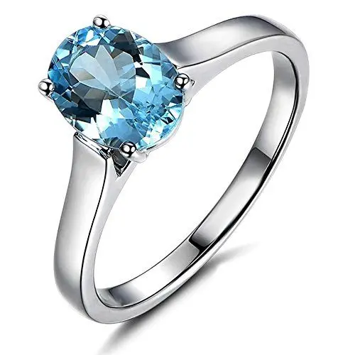 Produktbild: kardy Einzigartig Versprechen Hochzeit natürlich Meer Blau Edelstein Aquamarin Verlobungsringe Hochzeit für Frauen Ring