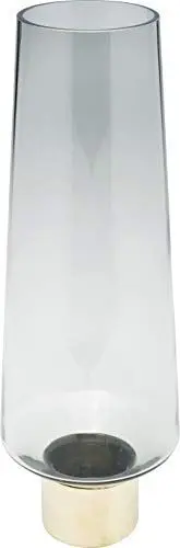 Produktbild: Kare Desig Vase Noble Ring, Grau/Messing, Deko Vase, Blumenvase, Glas, Stahl Verzierungen,mundgeblasen, Unikat, 40x14x14 cm (H/B/T)