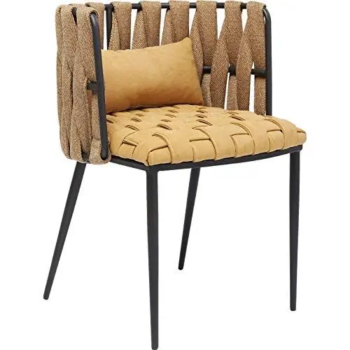 Produktbild: Kare Design Armlehnstuhl Cheerio, Gelb, Kissen inklusive, Polsterstuhl, Flechtstuhl, Sitzhöhe 48 cm, Stahlgestell, Esszimmer, 75x55x52 cm (H/B/T)
