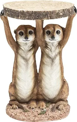 Produktbild: Kare Design Beistelltisch Meerkat Braun, 33cm Durchmesser, Couchtisch, Erdmännchen Motiv, Wohnzimmer, Sofatisch, Nachttisch, 52x35x33 cm (H/B/T)