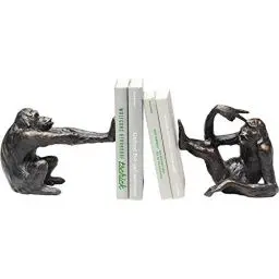 Produktbild: Kare Design Buchstütze Monkey 2er Set Schwarz, Deko Objekt, Affenmotiv, Accessoire, Wohnzimmer, Deko für Regale oder Sideboards, Deko Skulptur, Dekoration, 17x20x10 cm (H/B/T)