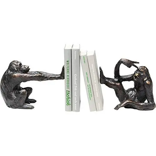 Produktbild: Kare Design Buchstütze Monkey 2er Set Schwarz, Deko Objekt, Affenmotiv, Accessoire, Wohnzimmer, Deko für Regale oder Sideboards, Deko Skulptur, Dekoration, 17x20x10 cm (H/B/T)