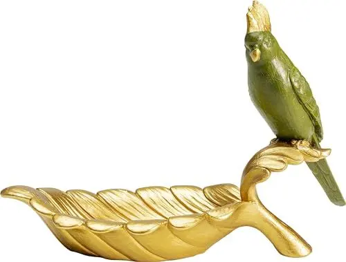 Produktbild: Kare Design Deko Schale Parrot Guard, Gold/Grün, Obstschale, Ablage, Papagei Motiv, handbemalt, Unikat, 14x21x10 cm (H/B/T)