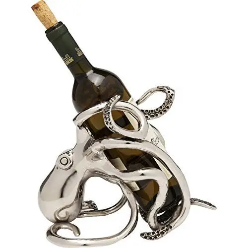 Produktbild: Kare Design Flaschenhalter Octopus, Silber, Flaschengestell für Wein, Deko Objekt, Aluminium Gestell, 25x16x20 cm (H/B/T)