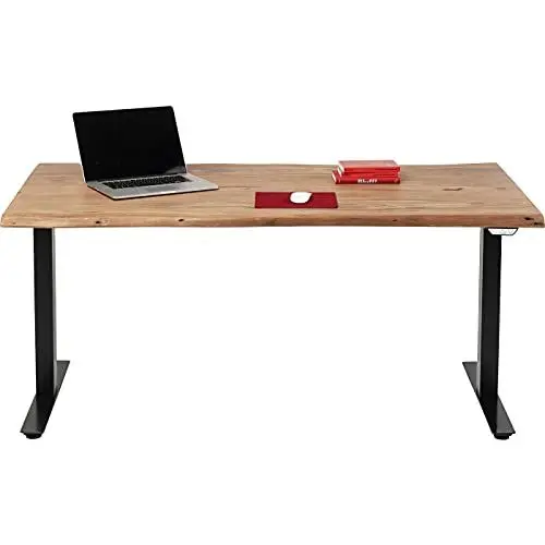 Produktbild: Kare Design Schreibtisch Office Akazie Schwarz höhenverstellbar 160x80cm, Elektrisch höhenverstellbar mit Doppelmotor, Stufenlos höhenverstellbares Tischgestell inkl. Tischplatte, Steh-Sitz Pult