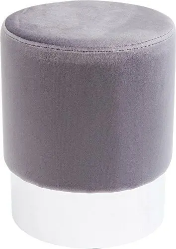 Produktbild: Kare Design Polsterhocker Cherry Brass, Hellgrau/Silber, kleiner Hocker mit Samtbezug, rund, Flur, Schlafzimmer, Garderobe, Büro, 42x35x35 cm (H/B/T)
