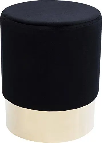 Produktbild: Kare Design Polsterhocker Cherry Brass, kleiner, moderner Design Hocker mit Samtbezug, rund, Schwarz-messing, (H/B/T) 42x35x35cm