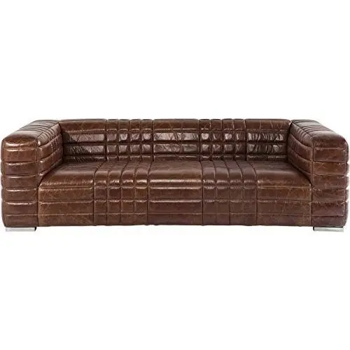 Produktbild: Kare Design Polstersofa Square Dance 3-sitzer Couch, XXL Polstercouch, großes, modernes 2er/3er Loungesofa, Echtledercouch, Ledersofa, Ledercouch, Braun 67x234x112cm (H/B/T)