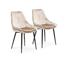 Produktbild: Kare Design Stuhl East Side (2/Set), Beige, Polsterstuhl, Esszimmerstuhl, Samptoptik, Stahlfüße, 83x48x57 cm (H/B/T)