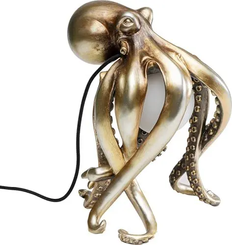Produktbild: Kare Design Tischlampe Animal Octopus Gold, Tischleuchte, Tiermotiv, Dekoleuchte, Nachttischlampe, Schreibtischlampe Kinder, Leuchtmittel nicht inklusive, 34x22x26 cm (H/B/T)