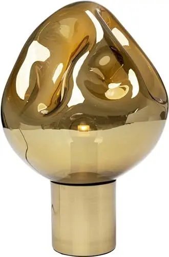 Produktbild: Kare Design Tischlampe Dough Gold, Designer Leuchte aus Glas, Desk Lamp, glamouröus, Tischleuchte, Dekoleuchte, Nachttischlampe, Messingsockel, Leuchtmittel nicht inklusive, 38x25x25cm