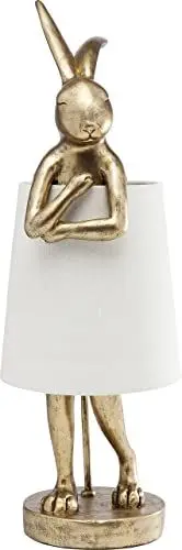 Produktbild: Kare Design Tischlampe Animal Rabbit Gold/Weiß, Hasenleuchte, Tischleuchte, Nachttischlampe, Tiermotiv, Schreibtischlampe Kinder, Kippschalter am Kabel, Leuchtmittel nicht inklusive, 68x23x26cm