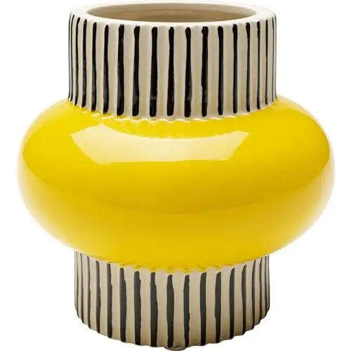 Produktbild: Kare Design Vase Calabria, Gelb, Deko Vase, Blumenvase, Porzellan, handgearbeitet, Unikat, 16 cm (H)