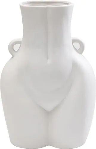 Produktbild: Kare Design Vase Donna, Weiß, Keramik Steingut glasiert, Unikat, handbemalt, Accessoire, Blumenvase, Dekovase, Vasenbehälter, 40cm