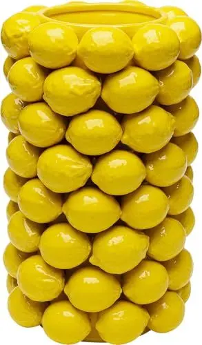 Produktbild: Kare Design Vase Lemon Juice, Gelb, Pflanzengefäß, Deko Vase, Blumentopf, Zitronen Motiv, Porzellan, handgearbeitet, Unikat, 43 cm (H)
