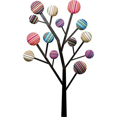 Produktbild: Kare Design Wandgarderobe Bubble Tree Mehrfarbig, Baumwollbezug, Garderobenleiste mit 6 Haken für den Eingangsbereich, Garderobe, Wohnzimmer, Flur, 111x65x7 cm (H/B/T), Bunt