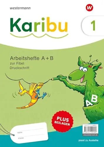 Produktbild: Karibu - Ausgabe 2024: Paket Arbeitshefte 1 (Teil A und B) Druckschrift zur Fibel Ausleihe plus Beilagen