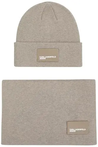 Produktbild: KARL LAGERFELD JEANS Damen Geschenkset Mütze/Schal Beige, One size