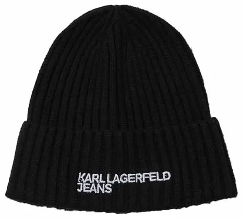 Produktbild: KARL LAGERFELD JEANS Herren Essential Logo Beanie Schwarz, One Size