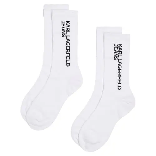 Produktbild: Karl Lagerfeld Jeans Herren Essential Logo Socken 2ErPack, Weiss, One size