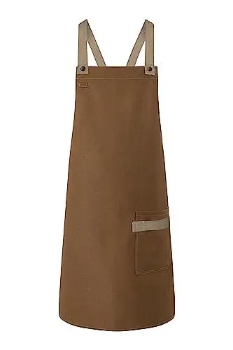 Produktbild: Karlowsky Latzschürze Urban-Look mit Kreuzbändern und Tasche 70 x 85 cm Unisex - 65% Polyester/35% Baumwolle - Zimt