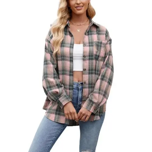 Produktbild: Karobluse Damen Oktoberfest Lässig Hemdbluse Lange Karierte Jacke Für Frauen Tunika Damen Sommer Karierte Hemd Damen Kariertes Hemd Damen Oktoberfest Sommer Oberteile Für Damen XXL