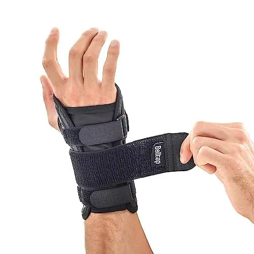 Produktbild: Karpaltunnel Handgelenkbandage Verstellbare (BEIDE HÄNDE). Halbstarre Handgelenkstütze mit abnehmbarer Aluminiumschiene. Wirksam bei Tendinitis, Arthritis, Arthrose, Verstauchungen und Verletzungen