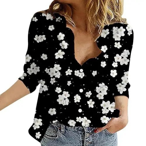 Produktbild: Karriere Bluse Damen T-Shirt Bluse Tops Hemd Schwarz Damen (Black, M)
