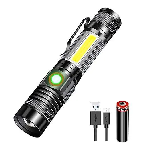 Produktbild: Karrong Taschenlampe LED Aufladbar mit Magnet COB Seitenlicht Zoombar, Extrem Hell 3000 Lumen USB Taschenlampen Batteriebetrieben Wasserdicht, 4 Modi für Outdoor Wandern Camping Notfall