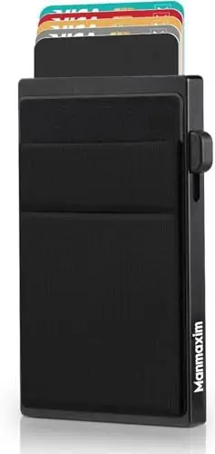 Produktbild: Kartenetui Herren mit Münzfach und TÜV-geprüftem RFID-Schutz, Slim Wallet Geldbörse Herren Klein Mini Portmonee Herren, Card Holder Geldbeutel Kartenhalter, Wallets for Men Schwarz