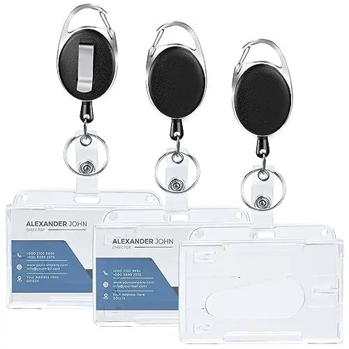 Produktbild: Kartenhalter Ausweishülle Busfahrkarten Hülle Schüler, Awumbuk 3 Pcs Kartenhülle mit Zugband Ausweishalter Ausziehbar Card Sleeves Schlüsselanhänger