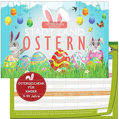 Produktbild: KARTENVERSAND24 Stadt Land Ostern Fluss Ostergeschenk Osterhase Geschenk Geschenkidee Teenager 10 11 12 13 14 15 Geschenke Mädchen Jungen