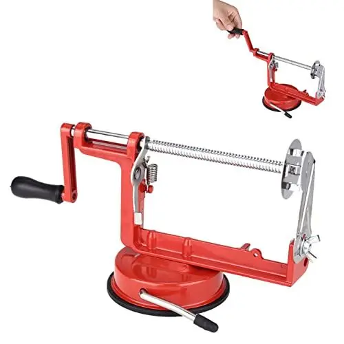 Produktbild: Kartoffel Spiralschneider, Spiralkartoffelschneider Tornado Kartoffelschneider Spiral Twisted Gemüse Manueller Slicer Edelstahl Rot für Kartoffel Rettich Gurke